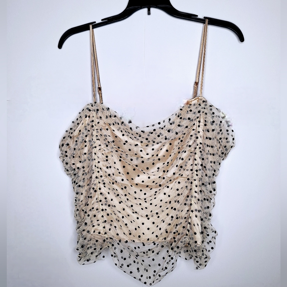 NWT Loft "Polka Dots In Ruching"Plus-size sheer polka dot quite lux. tank top